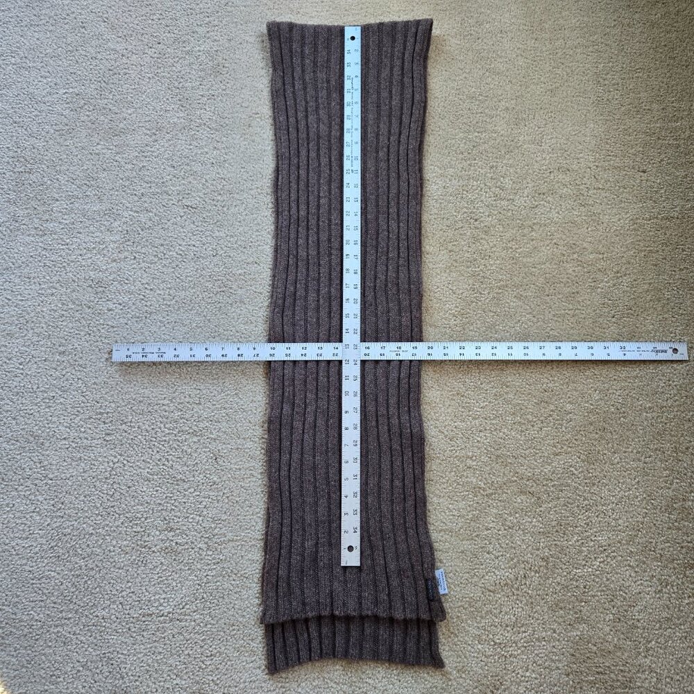 Brown Ribbed Lambswool Scarf made in Ireland - Picture 6 of 9